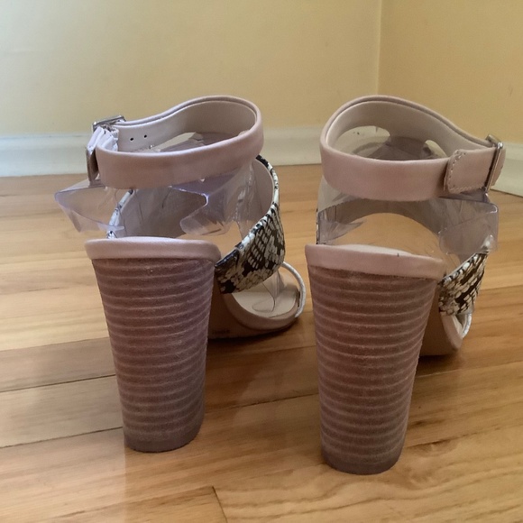 Vince Camuto Leather Snake Print Heeled Sandals- Warma  Tan Ivory Snake SZ 9.5 - Picture 5 of 14